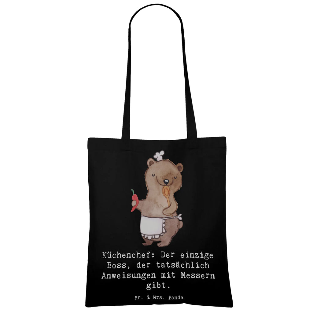 Tragetasche Küchenchef: Der einzige Boss, der tatsächlich Anweisungen mit Messern gibt. Stoffbeutel, Jutetasche, Schultertasche, Beutel, Jutebeutel, Beuteltasche, Badetasche, Einkaufstasche, Stofftasche, Shopper, Strandtasche, Laptoptasche, Umhängetasche, Tasche, Einkaufstüte, Tragetasche, Beruf, Ausbildung, Jubiläum, Abschied, Rente, Kollege, Kollegin, Geschenk, Schenken, Arbeitskollege, Mitarbeiter, Firma, Danke, Dankeschön