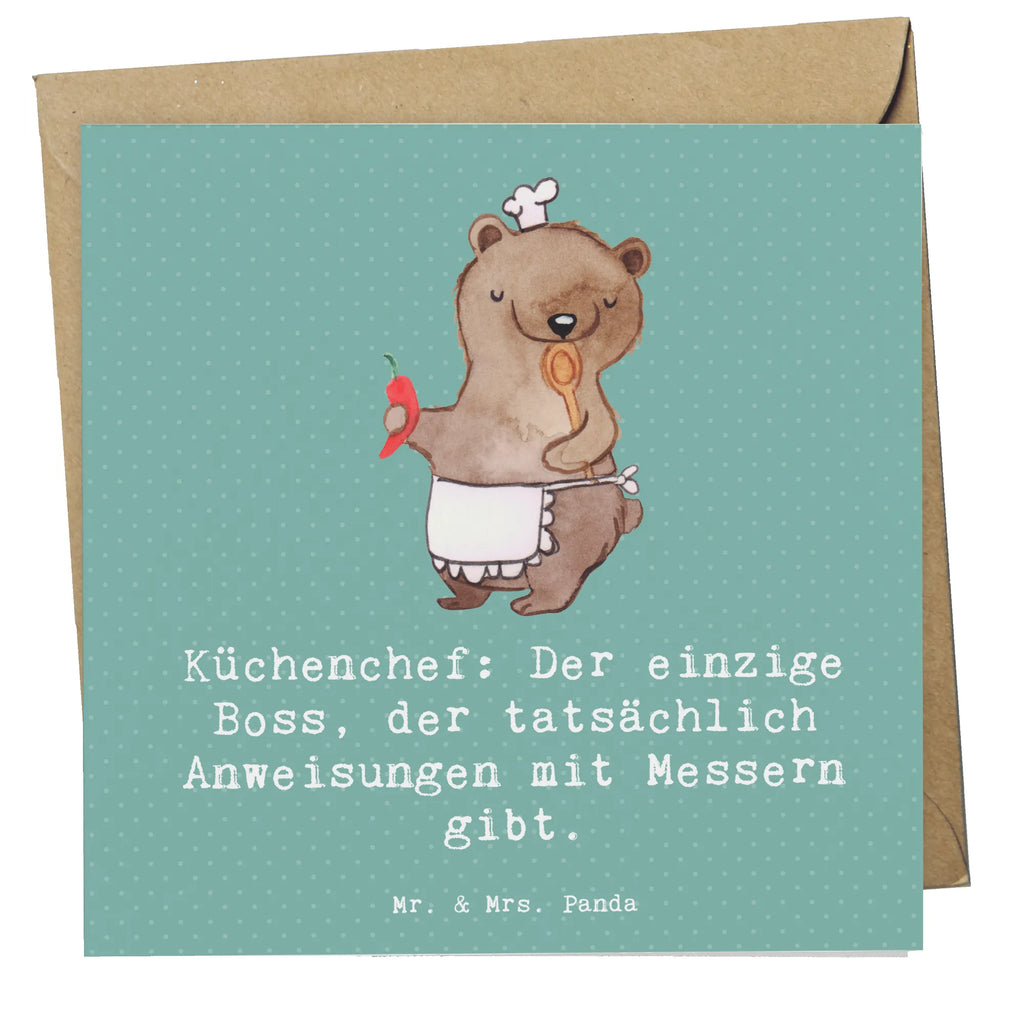 Deluxe Karte Küchenchef: Der einzige Boss, der tatsächlich Anweisungen mit Messern gibt. Einladungskarte, Hochwertige Grußkarte, Hochzeitskarte, Geburtstagskarte, Grußkarte, Hochwertige Klappkarte, Karte, Klappkarte, Glückwunschkarte, Beruf, Ausbildung, Jubiläum, Abschied, Rente, Kollege, Kollegin, Geschenk, Schenken, Arbeitskollege, Mitarbeiter, Firma, Danke, Dankeschön