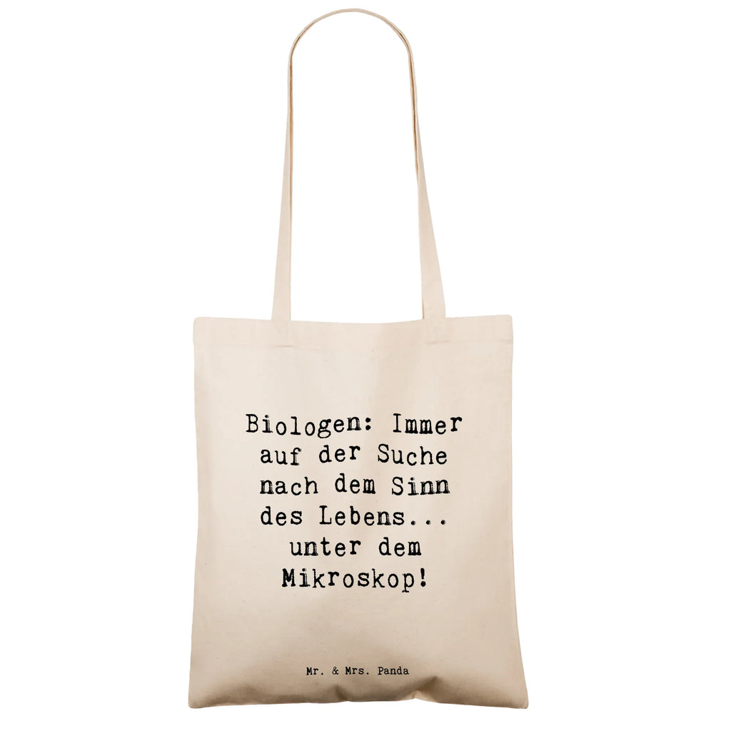 Tote bag Saying Biologen: Immer auf der Suche nach dem Sinn des Lebens... unter dem Mikroskop! Beuteltasche, Beutel, Einkaufstasche, Jutebeutel, Stoffbeutel, Tasche, Shopper, Umhängetasche, Strandtasche, Schultertasche, Stofftasche, Tragetasche, Badetasche, Jutetasche, Einkaufstüte, Laptoptasche, Beruf, Ausbildung, Jubiläum, Abschied, Rente, Kollege, Kollegin, Geschenk, Schenken, Arbeitskollege, Mitarbeiter, Firma, Danke, Dankeschön