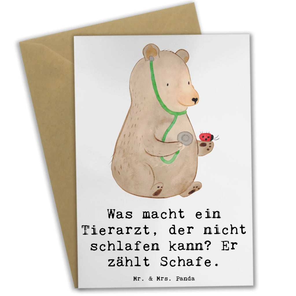 Greetings card Was macht ein Tierarzt, der nicht schlafen kann? Er zählt Schafe. Geburtstagskarte, Einladungskarte, Ansichtskarten, Hochzeitskarte, Klappkarte, Grußkarte, Karte, Glückwunschkarte, Beruf, Ausbildung, Jubiläum, Abschied, Rente, Kollege, Kollegin, Geschenk, Schenken, Arbeitskollege, Mitarbeiter, Firma, Danke, Dankeschön