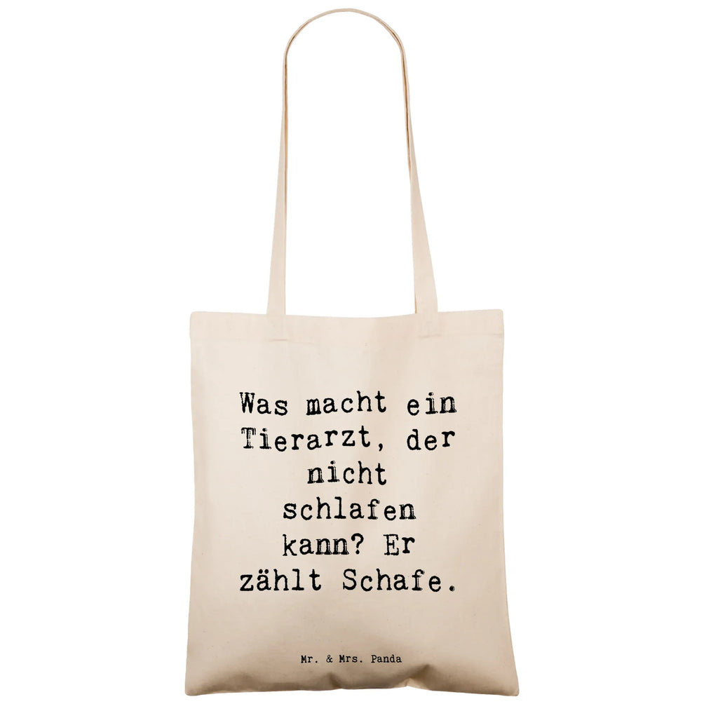 Tote bag Saying Was macht ein Tierarzt, der nicht schlafen kann? Er zählt Schafe. Schultertasche, Badetasche, Strandtasche, Umhängetasche, Jutebeutel, Stoffbeutel, Jutetasche, Shopper, Einkaufstasche, Beuteltasche, Beutel, Laptoptasche, Tragetasche, Einkaufstüte, Tasche, Stofftasche, Beruf, Ausbildung, Jubiläum, Abschied, Rente, Kollege, Kollegin, Geschenk, Schenken, Arbeitskollege, Mitarbeiter, Firma, Danke, Dankeschön