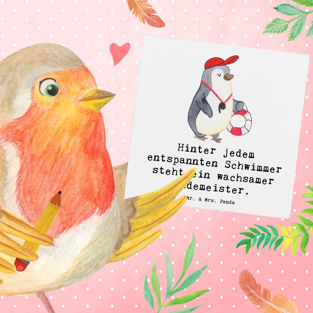 Deluxe Card Hinter jedem entspannten Schwimmer steht ein wachsamer Bademeister. Einladungskarte, Klappkarte, Geburtstagskarte, Hochzeitskarte, Hochwertige Klappkarte, Karte, Hochwertige Grußkarte, Glückwunschkarte, Grußkarte, Beruf, Ausbildung, Jubiläum, Abschied, Rente, Kollege, Kollegin, Geschenk, Schenken, Arbeitskollege, Mitarbeiter, Firma, Danke, Dankeschön