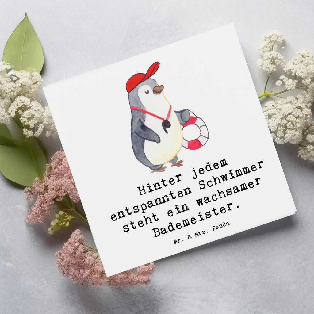 Deluxe Card Hinter jedem entspannten Schwimmer steht ein wachsamer Bademeister. Einladungskarte, Klappkarte, Geburtstagskarte, Hochzeitskarte, Hochwertige Klappkarte, Karte, Hochwertige Grußkarte, Glückwunschkarte, Grußkarte, Beruf, Ausbildung, Jubiläum, Abschied, Rente, Kollege, Kollegin, Geschenk, Schenken, Arbeitskollege, Mitarbeiter, Firma, Danke, Dankeschön