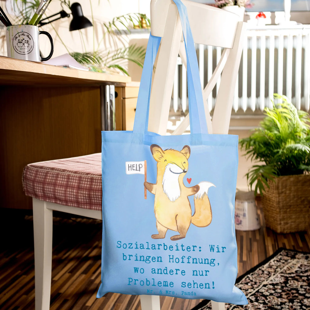Tote bag Sozialarbeiter: Wir bringen Hoffnung, wo andere nur Probleme sehen! Stofftasche, Schultertasche, Shopper, Badetasche, Beutel, Laptoptasche, Tasche, Jutebeutel, Beuteltasche, Einkaufstasche, Stoffbeutel, Strandtasche, Jutetasche, Umhängetasche, Tragetasche, Einkaufstüte, Beruf, Ausbildung, Jubiläum, Abschied, Rente, Kollege, Kollegin, Geschenk, Schenken, Arbeitskollege, Mitarbeiter, Firma, Danke, Dankeschön