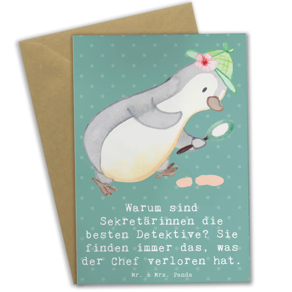 Greetings card Warum sind Sekretärinnen die besten Detektive? Sie finden immer das, was der Chef verloren hat. Karte, Geburtstagskarte, Hochzeitskarte, Einladungskarte, Grußkarte, Glückwunschkarte, Klappkarte, Ansichtskarten, Beruf, Ausbildung, Jubiläum, Abschied, Rente, Kollege, Kollegin, Geschenk, Schenken, Arbeitskollege, Mitarbeiter, Firma, Danke, Dankeschön