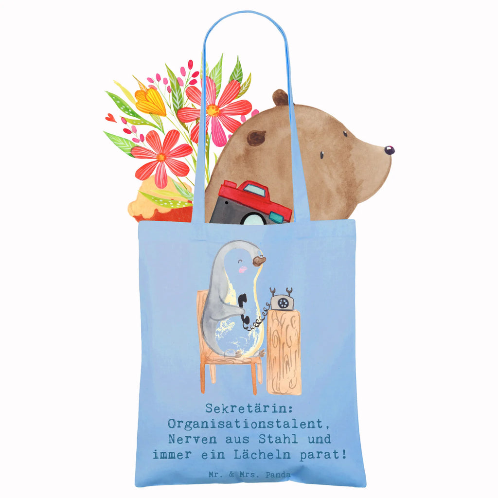Tote bag Sekretärin: Organisationstalent, Nerven aus Stahl und immer ein Lächeln parat! Jutetasche, Einkaufstüte, Badetasche, Tasche, Stoffbeutel, Laptoptasche, Stofftasche, Strandtasche, Tragetasche, Beuteltasche, Schultertasche, Jutebeutel, Umhängetasche, Beutel, Shopper, Einkaufstasche, Beruf, Ausbildung, Jubiläum, Abschied, Rente, Kollege, Kollegin, Geschenk, Schenken, Arbeitskollege, Mitarbeiter, Firma, Danke, Dankeschön