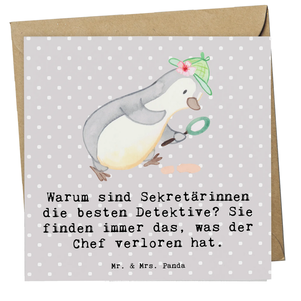 Deluxe Karte Warum sind Sekretärinnen die besten Detektive? Sie finden immer das, was der Chef verloren hat. Hochzeitskarte, Karte, Hochwertige Klappkarte, Einladungskarte, Grußkarte, Klappkarte, Hochwertige Grußkarte, Geburtstagskarte, Glückwunschkarte, Beruf, Ausbildung, Jubiläum, Abschied, Rente, Kollege, Kollegin, Geschenk, Schenken, Arbeitskollege, Mitarbeiter, Firma, Danke, Dankeschön