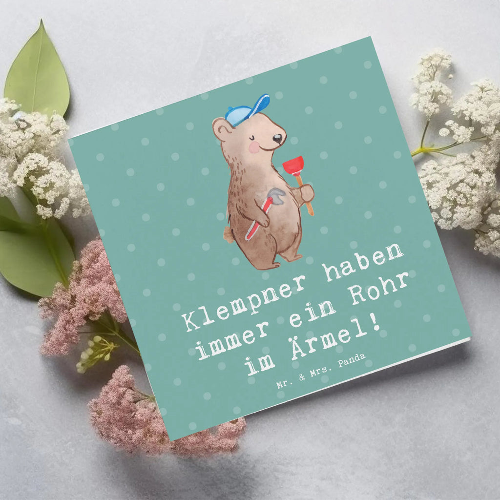 Deluxe Card Klempner haben immer ein Rohr im Ärmel! Hochzeitskarte, Karte, Glückwunschkarte, Hochwertige Klappkarte, Hochwertige Grußkarte, Grußkarte, Klappkarte, Einladungskarte, Geburtstagskarte, Beruf, Ausbildung, Jubiläum, Abschied, Rente, Kollege, Kollegin, Geschenk, Schenken, Arbeitskollege, Mitarbeiter, Firma, Danke, Dankeschön