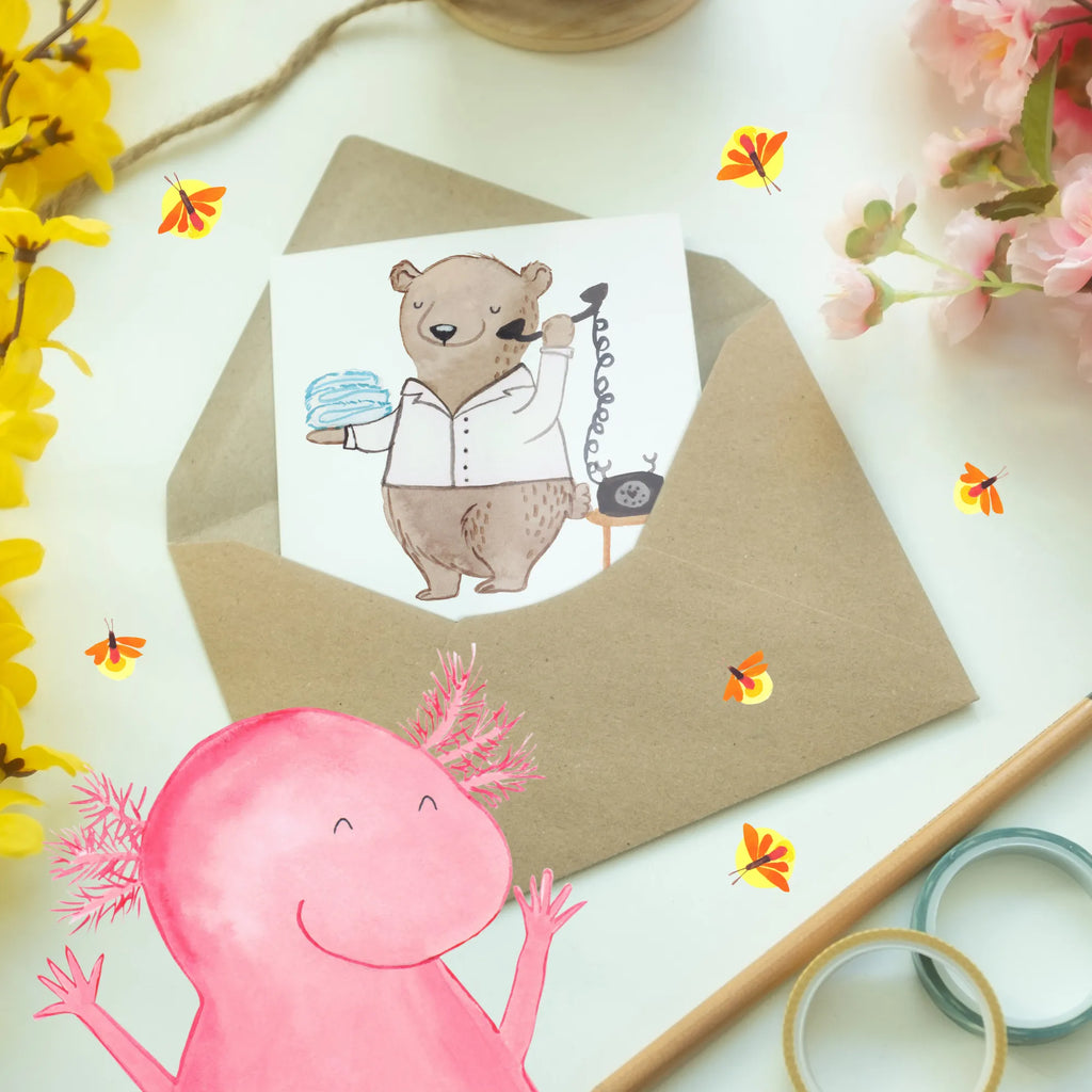 Grußkarte Ein Hotelfachmann weiß, dass der Check-in nie wirklich endet. Grußkarte, Glückwunschkarte, Hochzeitskarte, Einladungskarte, Karte, Geburtstagskarte, Klappkarte, Ansichtskarten, Beruf, Ausbildung, Jubiläum, Abschied, Rente, Kollege, Kollegin, Geschenk, Schenken, Arbeitskollege, Mitarbeiter, Firma, Danke, Dankeschön