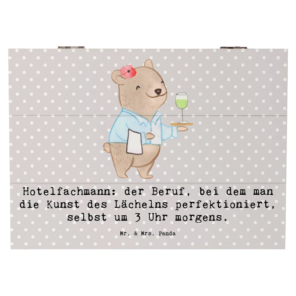 Wooden chest Hotelfachmann: der Beruf, bei dem man die Kunst des Lächelns perfektioniert, selbst um 3 Uhr morgens. Aufbewahrungsbox, Schatzkiste, XXL, Erinnerungsbox, Dekokiste, Schatulle, Holzkiste, Erinnerungskiste, Geschenkdose, Truhe, Geschenkbox, Kiste, Beruf, Ausbildung, Jubiläum, Abschied, Rente, Kollege, Kollegin, Geschenk, Schenken, Arbeitskollege, Mitarbeiter, Firma, Danke, Dankeschön