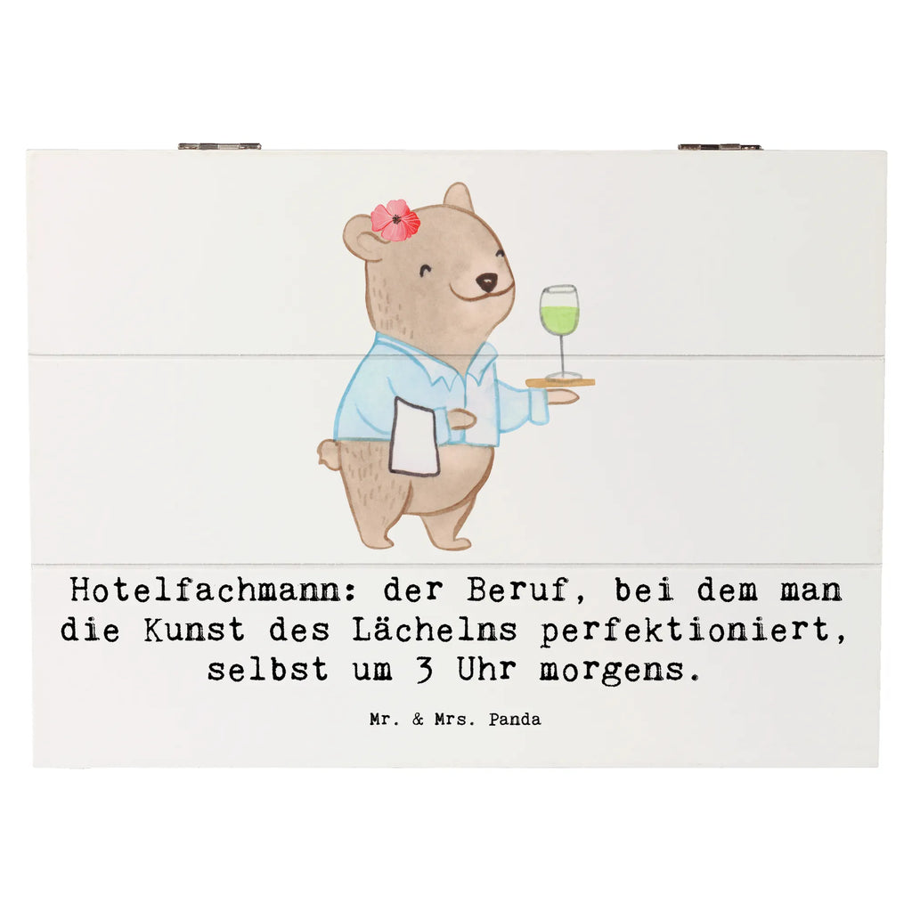 Wooden chest Hotelfachmann: der Beruf, bei dem man die Kunst des Lächelns perfektioniert, selbst um 3 Uhr morgens. Aufbewahrungsbox, Schatzkiste, XXL, Erinnerungsbox, Dekokiste, Schatulle, Holzkiste, Erinnerungskiste, Geschenkdose, Truhe, Geschenkbox, Kiste, Beruf, Ausbildung, Jubiläum, Abschied, Rente, Kollege, Kollegin, Geschenk, Schenken, Arbeitskollege, Mitarbeiter, Firma, Danke, Dankeschön