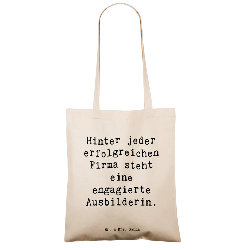 Tote bag Saying Hinter jeder erfolgreichen Firma steht eine engagierte Ausbilderin. Beuteltasche, Beutel, Einkaufstasche, Jutebeutel, Stoffbeutel, Tasche, Shopper, Umhängetasche, Strandtasche, Schultertasche, Stofftasche, Tragetasche, Badetasche, Jutetasche, Einkaufstüte, Laptoptasche, Beruf, Ausbildung, Jubiläum, Abschied, Rente, Kollege, Kollegin, Geschenk, Schenken, Arbeitskollege, Mitarbeiter, Firma, Danke, Dankeschön