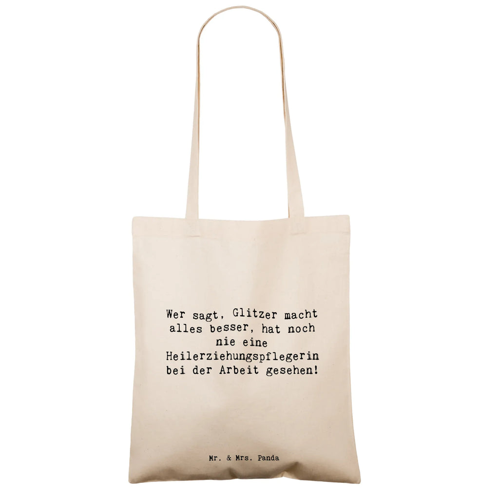 Tote bag Saying Wer sagt, Glitzer macht alles besser, hat noch nie eine Heilerziehungspflegerin bei der Arbeit gesehen! Umhängetasche, Beuteltasche, Einkaufstasche, Tasche, Strandtasche, Beutel, Stofftasche, Jutetasche, Einkaufstüte, Shopper, Schultertasche, Badetasche, Laptoptasche, Stoffbeutel, Jutebeutel, Tragetasche, Beruf, Ausbildung, Jubiläum, Abschied, Rente, Kollege, Kollegin, Geschenk, Schenken, Arbeitskollege, Mitarbeiter, Firma, Danke, Dankeschön