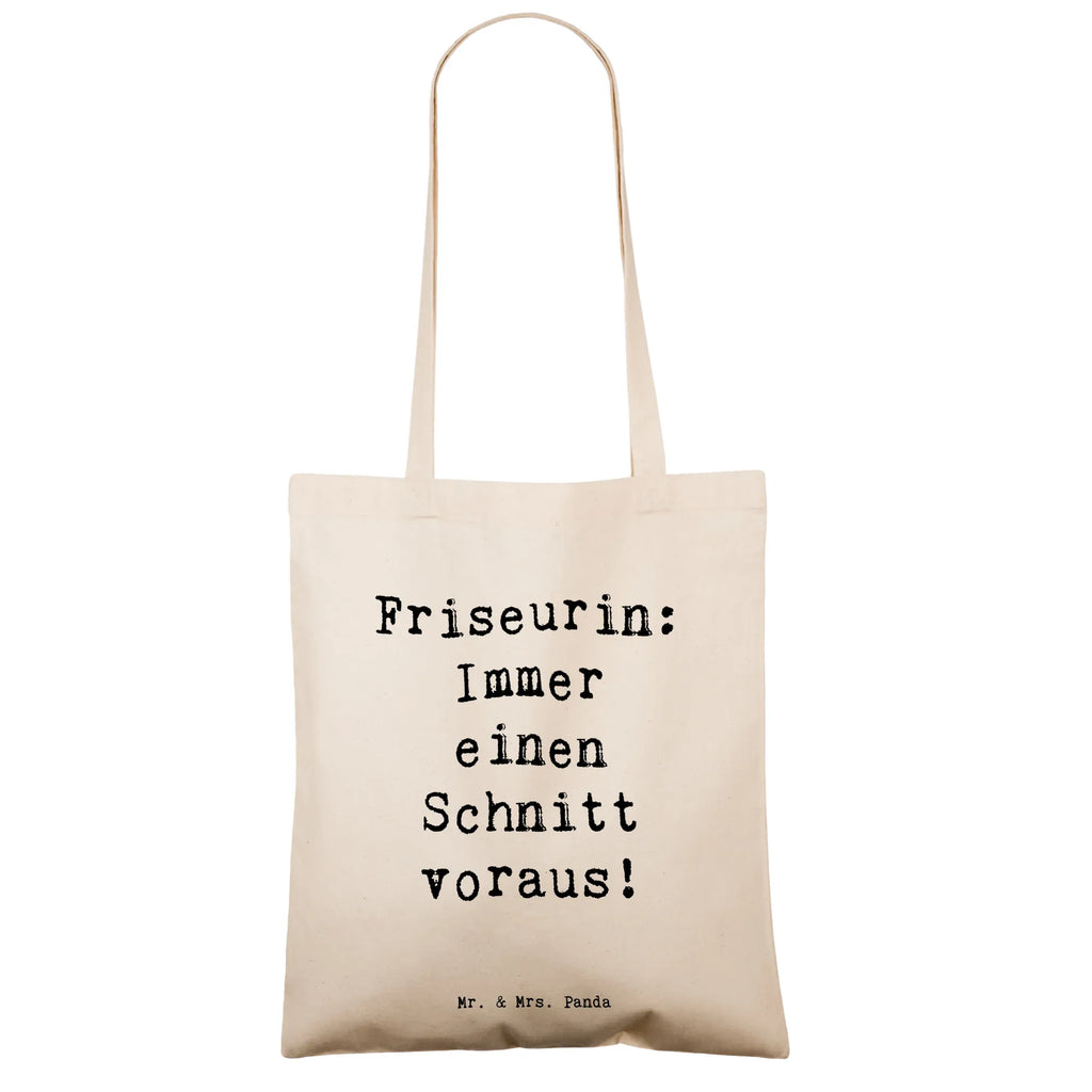Tote bag Saying Friseurin: Immer einen Schnitt voraus! Strandtasche, Stofftasche, Schultertasche, Beutel, Tragetasche, Beuteltasche, Einkaufstasche, Badetasche, Tasche, Laptoptasche, Umhängetasche, Jutebeutel, Stoffbeutel, Einkaufstüte, Shopper, Jutetasche, Beruf, Ausbildung, Jubiläum, Abschied, Rente, Kollege, Kollegin, Geschenk, Schenken, Arbeitskollege, Mitarbeiter, Firma, Danke, Dankeschön