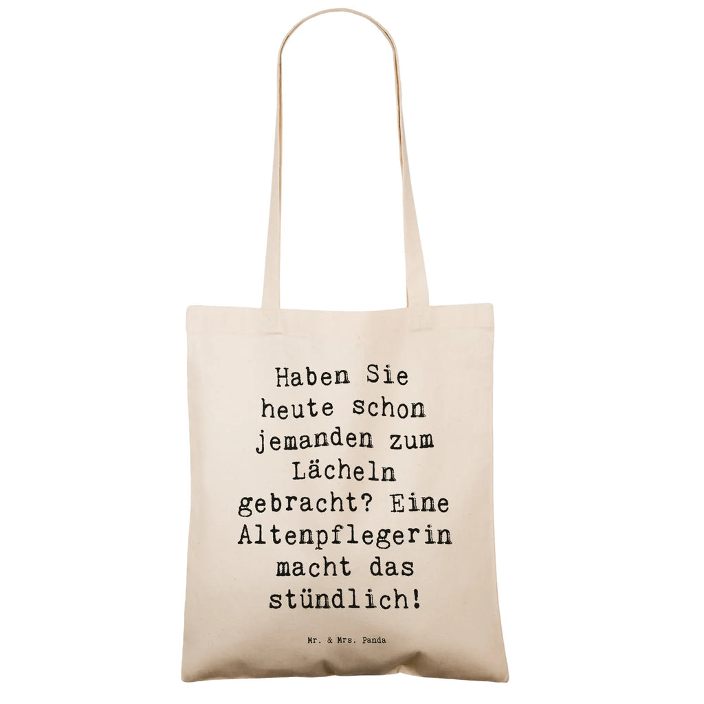 Tote bag Saying Haben Sie heute schon jemanden zum Lächeln gebracht? Eine Altenpflegerin macht das stündlich! schultertasche baumwolle, Einkaufsbeutel, Tasche, Laptoptasche, festival tasche, Baumwoll-Tragetasche, dokumententasche, Jutebeutel, Baumwollbeutel, festivaltasche, Strandtasche, tragbeutel, Tote Bag, Alltagstasche, campus tasche, Baumwoll-Shopper, Shopper, Tüte, Freizeittasche, henkeltasche baumwolle, Henkeltasche, umhängetasche baumwolle, Uni Tasche, Unitasche, Schultasche, baumwoll shopper, stofftasche baumwolle, tasche baumwolle, schulterbeutel, Einkaufstüte, Schulbeutel, einkaufsshopper, beutel baumwolle, textilbeutel, canvas tasche, Einkaufstasche, umhängebeutel, einkaufstasche baumwolle, totebag, Büchertasche, Schultertasche, Stoff-Tragetasche, Jutetasche, Tragetasche, Baumwolltasche, Umhängetasche, Stoffbeutel, stoff shopper, tragetasche baumwolle, studententasche, universaltasche, Stofftasche, textiltasche, Shopping Tasche, freizeitbeutel, Beutel, Jubiläum, Dankeschön, Geschenk, Firma, Kollege, Kollegin, Danke, Arbeitskollege, Ausbildung, Abschied, Rente, Beruf, Mitarbeiter, Schenken