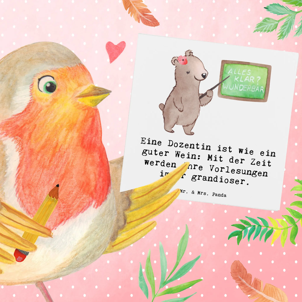 Deluxe Karte Eine Dozentin ist wie ein guter Wein: Mit der Zeit werden ihre Vorlesungen immer grandioser. Karte, Glückwunschkarte, Einladungskarte, Grußkarte, Hochzeitskarte, Hochwertige Klappkarte, Hochwertige Grußkarte, Klappkarte, Geburtstagskarte, Beruf, Ausbildung, Jubiläum, Abschied, Rente, Kollege, Kollegin, Geschenk, Schenken, Arbeitskollege, Mitarbeiter, Firma, Danke, Dankeschön