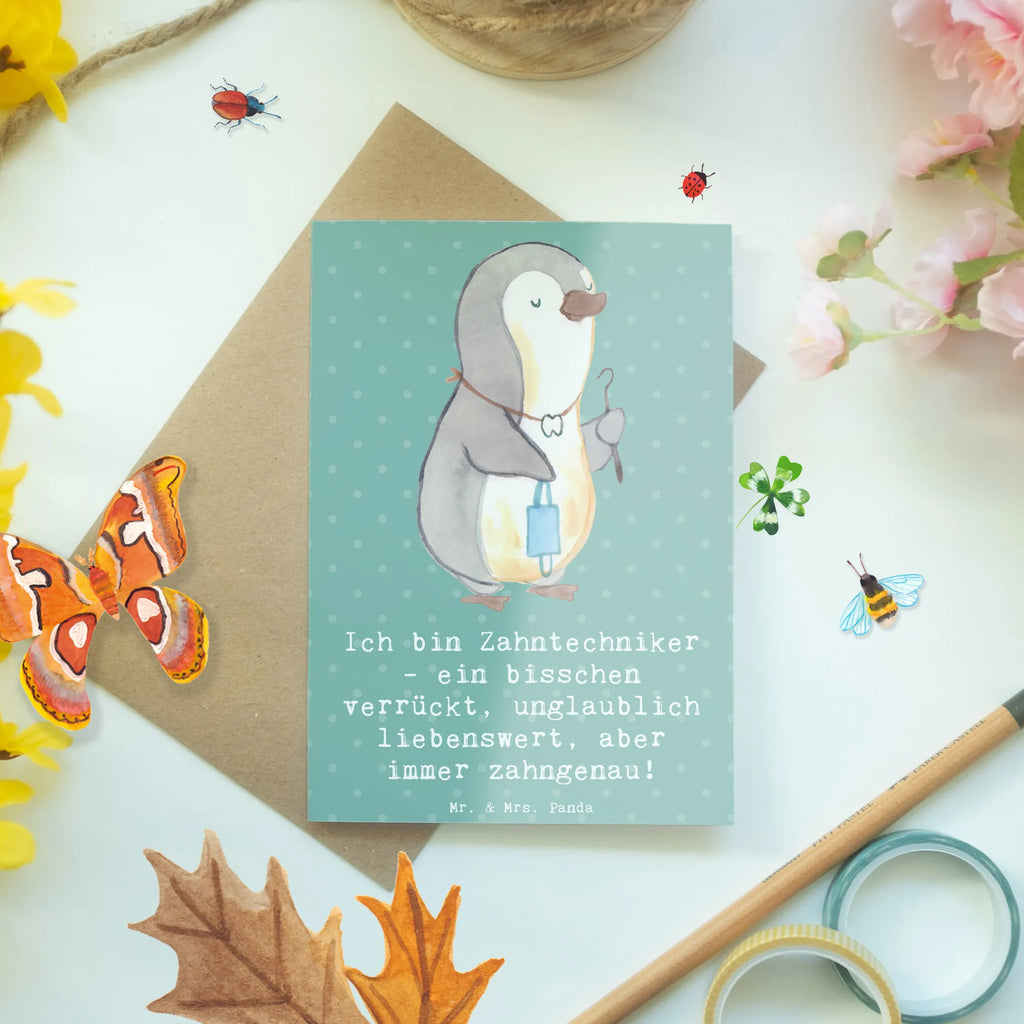Greetings card Ich bin Zahntechniker - ein bisschen verrückt, unglaublich liebenswert, aber immer zahngenau! Klappkarte, Karte, Einladungskarte, Hochzeitskarte, Grußkarte, Ansichtskarten, Geburtstagskarte, Glückwunschkarte, Beruf, Ausbildung, Jubiläum, Abschied, Rente, Kollege, Kollegin, Geschenk, Schenken, Arbeitskollege, Mitarbeiter, Firma, Danke, Dankeschön