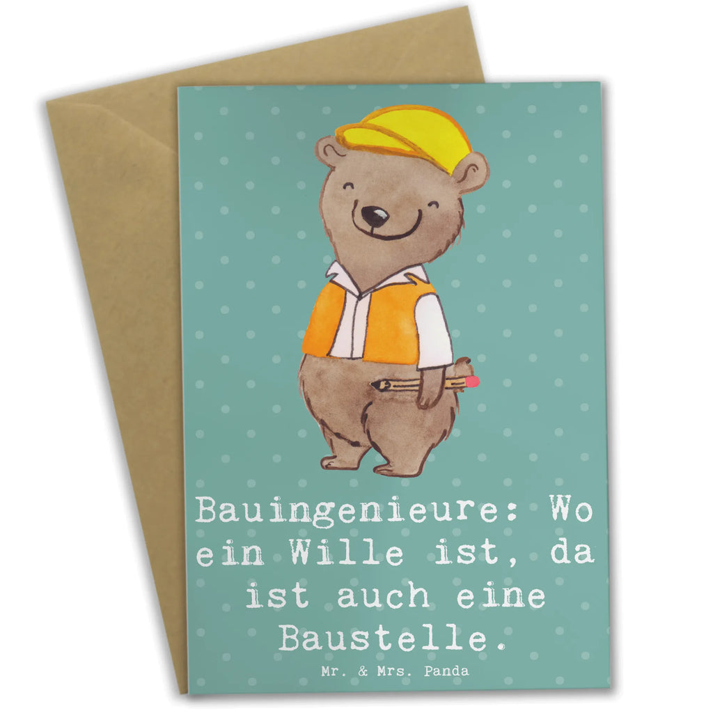 Greetings card Bauingenieure: Wo ein Wille ist, da ist auch eine Baustelle. Glückwunschkarte, Karte, Einladungskarte, Hochzeitskarte, Ansichtskarten, Klappkarte, Grußkarte, Geburtstagskarte, Beruf, Ausbildung, Jubiläum, Abschied, Rente, Kollege, Kollegin, Geschenk, Schenken, Arbeitskollege, Mitarbeiter, Firma, Danke, Dankeschön