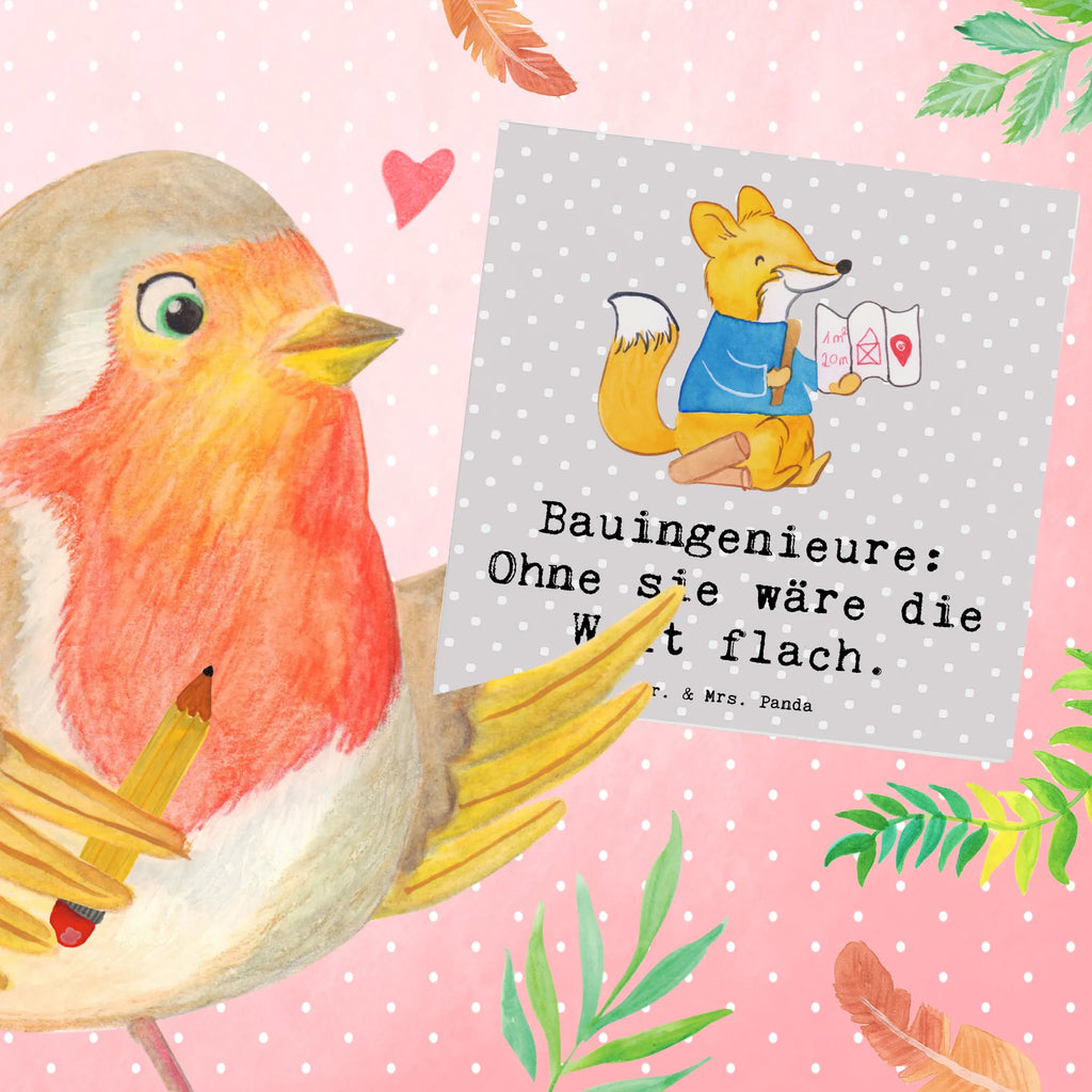 Deluxe Karte Bauingenieure: Ohne sie wäre die Welt flach. Hochzeitskarte, Klappkarte, Hochwertige Klappkarte, Einladungskarte, Grußkarte, Hochwertige Grußkarte, Karte, Glückwunschkarte, Geburtstagskarte, Beruf, Ausbildung, Jubiläum, Abschied, Rente, Kollege, Kollegin, Geschenk, Schenken, Arbeitskollege, Mitarbeiter, Firma, Danke, Dankeschön