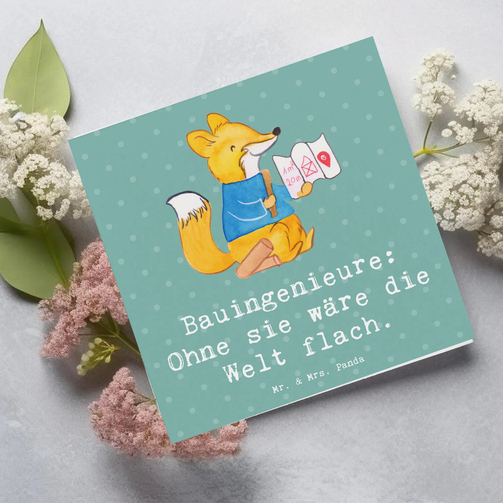 Deluxe Karte Bauingenieure: Ohne sie wäre die Welt flach. Hochzeitskarte, Klappkarte, Hochwertige Klappkarte, Einladungskarte, Grußkarte, Hochwertige Grußkarte, Karte, Glückwunschkarte, Geburtstagskarte, Beruf, Ausbildung, Jubiläum, Abschied, Rente, Kollege, Kollegin, Geschenk, Schenken, Arbeitskollege, Mitarbeiter, Firma, Danke, Dankeschön