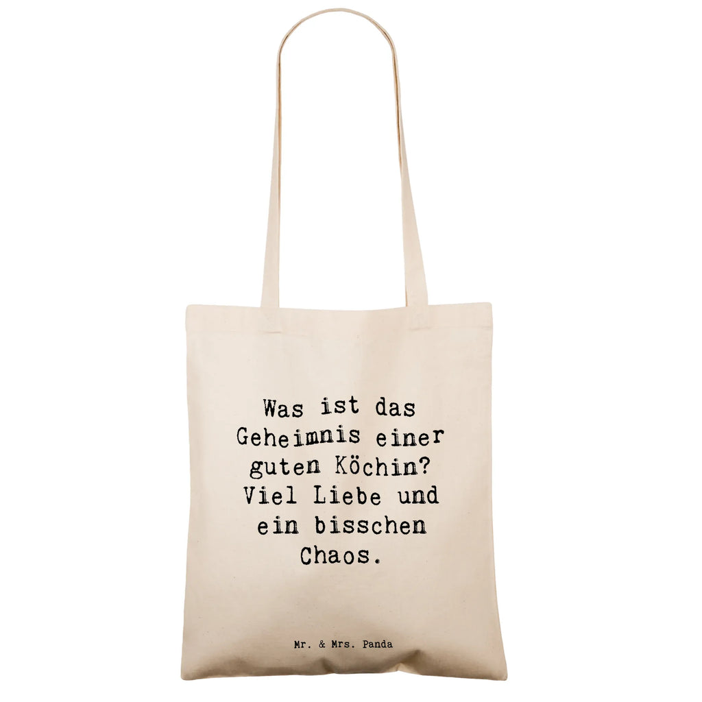 Tote bag Saying Was ist das Geheimnis einer guten Köchin? Viel Liebe und ein bisschen Chaos. Badetasche, Tragetasche, Stoffbeutel, Schultertasche, Tasche, Strandtasche, Laptoptasche, Umhängetasche, Shopper, Jutetasche, Einkaufstüte, Beutel, Beuteltasche, Einkaufstasche, Jutebeutel, Stofftasche, Beruf, Ausbildung, Jubiläum, Abschied, Rente, Kollege, Kollegin, Geschenk, Schenken, Arbeitskollege, Mitarbeiter, Firma, Danke, Dankeschön