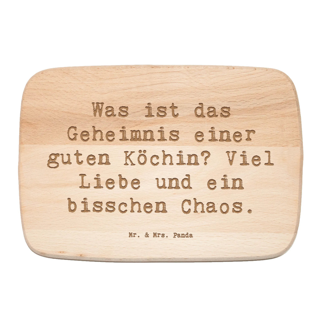 Śniadaniowa deska Przysłowie Was ist das Geheimnis einer guten Köchin? Viel Liebe und ein bisschen Chaos. Zawód, Wykształcenie, Jubileusz, Pożegnanie, Emerytura, Kolega, Koleżanka, Prezent, Dawać, Pracownik, Współpracownik, Firma, Dziękuję, Dziękuję bardzo