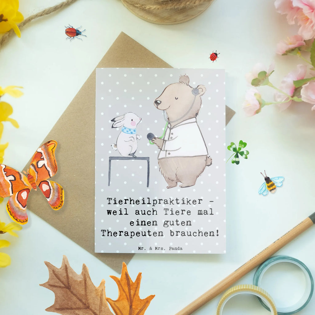 Greetings card Tierheilpraktiker - weil auch Tiere mal einen guten Therapeuten brauchen! Ansichtskarten, Klappkarte, Grußkarte, Hochzeitskarte, Glückwunschkarte, Karte, Geburtstagskarte, Einladungskarte, Beruf, Ausbildung, Jubiläum, Abschied, Rente, Kollege, Kollegin, Geschenk, Schenken, Arbeitskollege, Mitarbeiter, Firma, Danke, Dankeschön