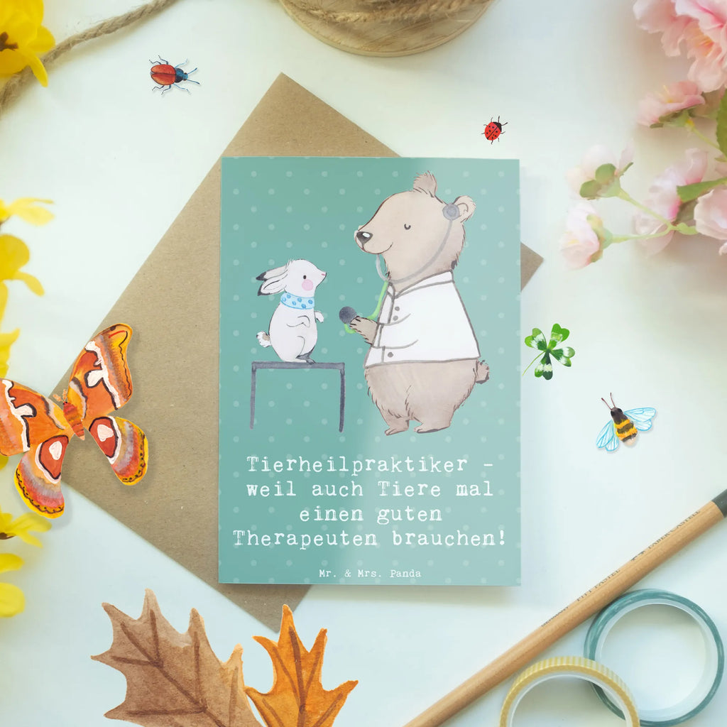 Greetings card Tierheilpraktiker - weil auch Tiere mal einen guten Therapeuten brauchen! Ansichtskarten, Klappkarte, Grußkarte, Hochzeitskarte, Glückwunschkarte, Karte, Geburtstagskarte, Einladungskarte, Beruf, Ausbildung, Jubiläum, Abschied, Rente, Kollege, Kollegin, Geschenk, Schenken, Arbeitskollege, Mitarbeiter, Firma, Danke, Dankeschön