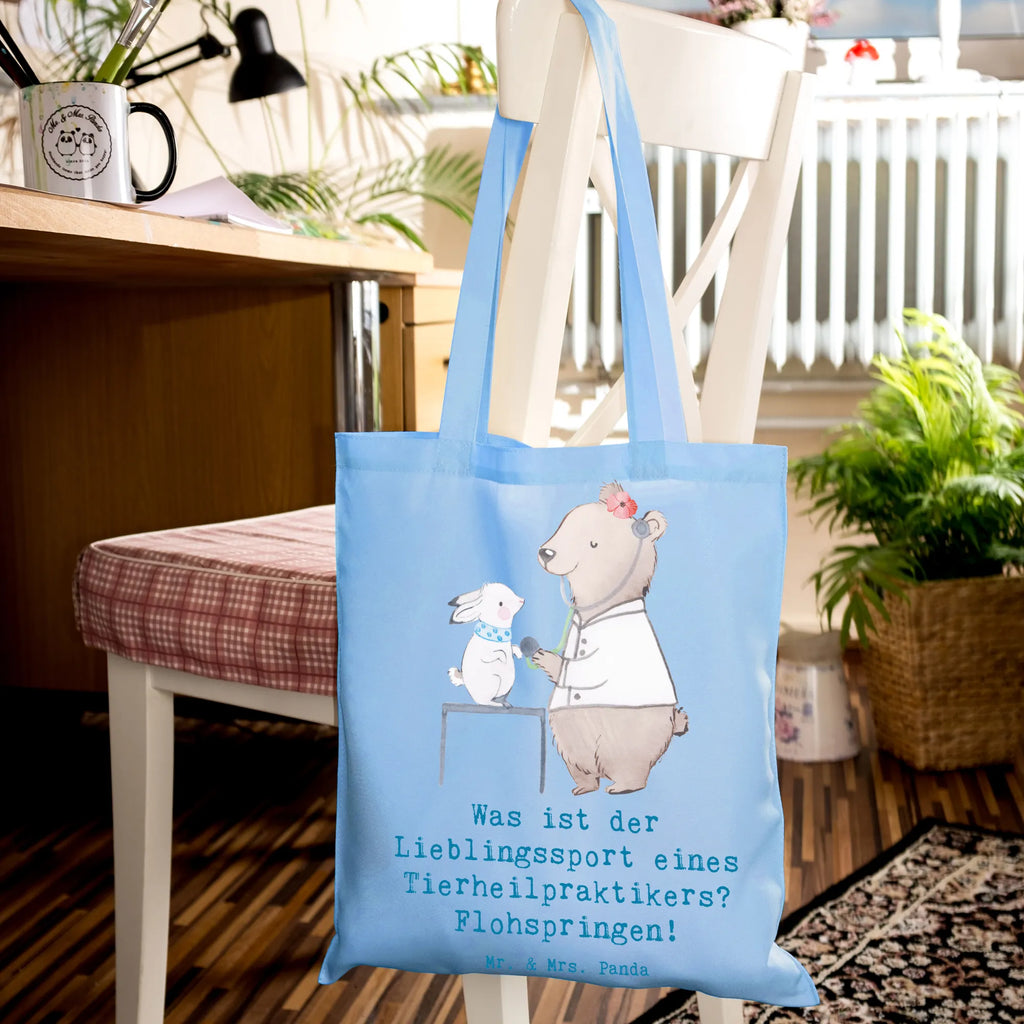 Tragetasche Was ist der Lieblingssport eines Tierheilpraktikers? Flohspringen! Strandtasche, Jutetasche, Beutel, Tasche, Stoffbeutel, Tragetasche, Jutebeutel, Badetasche, Umhängetasche, Schultertasche, Stofftasche, Einkaufstasche, Einkaufstüte, Laptoptasche, Beuteltasche, Shopper, Beruf, Ausbildung, Jubiläum, Abschied, Rente, Kollege, Kollegin, Geschenk, Schenken, Arbeitskollege, Mitarbeiter, Firma, Danke, Dankeschön