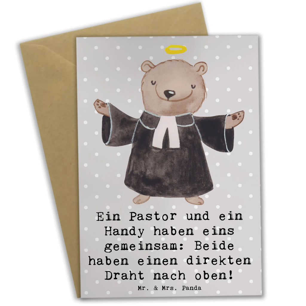 Greetings card Ein Pastor und ein Handy haben eins gemeinsam: Beide haben einen direkten Draht nach oben! Hochzeitskarte, Geburtstagskarte, Klappkarte, Glückwunschkarte, Karte, Grußkarte, Ansichtskarten, Einladungskarte, Beruf, Ausbildung, Jubiläum, Abschied, Rente, Kollege, Kollegin, Geschenk, Schenken, Arbeitskollege, Mitarbeiter, Firma, Danke, Dankeschön