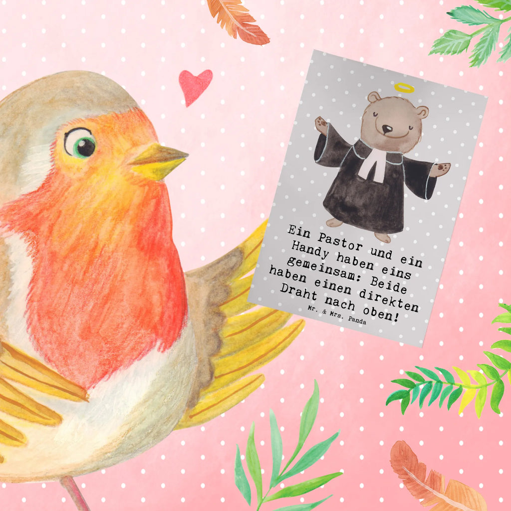 Greetings card Ein Pastor und ein Handy haben eins gemeinsam: Beide haben einen direkten Draht nach oben! Hochzeitskarte, Geburtstagskarte, Klappkarte, Glückwunschkarte, Karte, Grußkarte, Ansichtskarten, Einladungskarte, Beruf, Ausbildung, Jubiläum, Abschied, Rente, Kollege, Kollegin, Geschenk, Schenken, Arbeitskollege, Mitarbeiter, Firma, Danke, Dankeschön