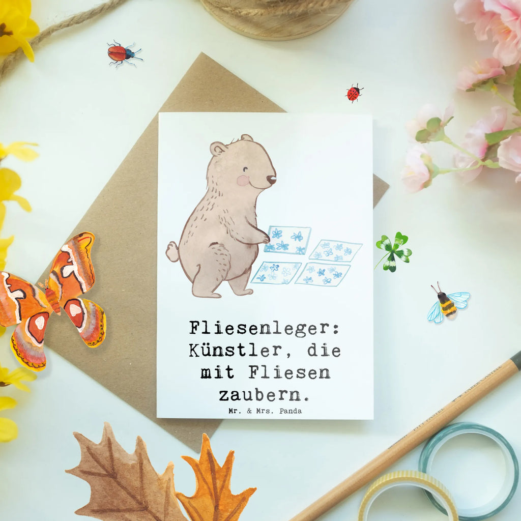 Greetings card Fliesenleger: Künstler, die mit Fliesen zaubern. Klappkarte, Karte, Geburtstagskarte, Hochzeitskarte, Glückwunschkarte, Ansichtskarten, Grußkarte, Einladungskarte, Beruf, Ausbildung, Jubiläum, Abschied, Rente, Kollege, Kollegin, Geschenk, Schenken, Arbeitskollege, Mitarbeiter, Firma, Danke, Dankeschön
