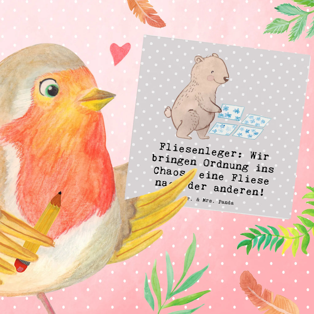 Deluxe Karte Fliesenleger: Wir bringen Ordnung ins Chaos, eine Fliese nach der anderen! Karte, Einladungskarte, Grußkarte, Glückwunschkarte, Hochzeitskarte, Klappkarte, Hochwertige Klappkarte, Hochwertige Grußkarte, Geburtstagskarte, Beruf, Ausbildung, Jubiläum, Abschied, Rente, Kollege, Kollegin, Geschenk, Schenken, Arbeitskollege, Mitarbeiter, Firma, Danke, Dankeschön