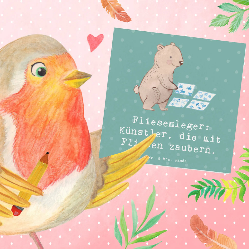 Deluxe Card Fliesenleger: Künstler, die mit Fliesen zaubern. Karte, Hochwertige Klappkarte, Geburtstagskarte, Einladungskarte, Hochzeitskarte, Hochwertige Grußkarte, Klappkarte, Glückwunschkarte, Grußkarte, Beruf, Ausbildung, Jubiläum, Abschied, Rente, Kollege, Kollegin, Geschenk, Schenken, Arbeitskollege, Mitarbeiter, Firma, Danke, Dankeschön