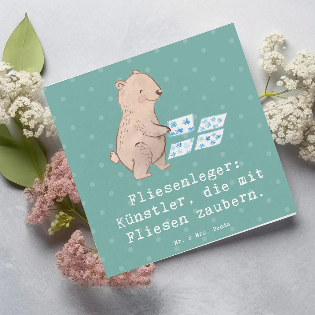 Deluxe Card Fliesenleger: Künstler, die mit Fliesen zaubern. Karte, Hochwertige Klappkarte, Geburtstagskarte, Einladungskarte, Hochzeitskarte, Hochwertige Grußkarte, Klappkarte, Glückwunschkarte, Grußkarte, Beruf, Ausbildung, Jubiläum, Abschied, Rente, Kollege, Kollegin, Geschenk, Schenken, Arbeitskollege, Mitarbeiter, Firma, Danke, Dankeschön