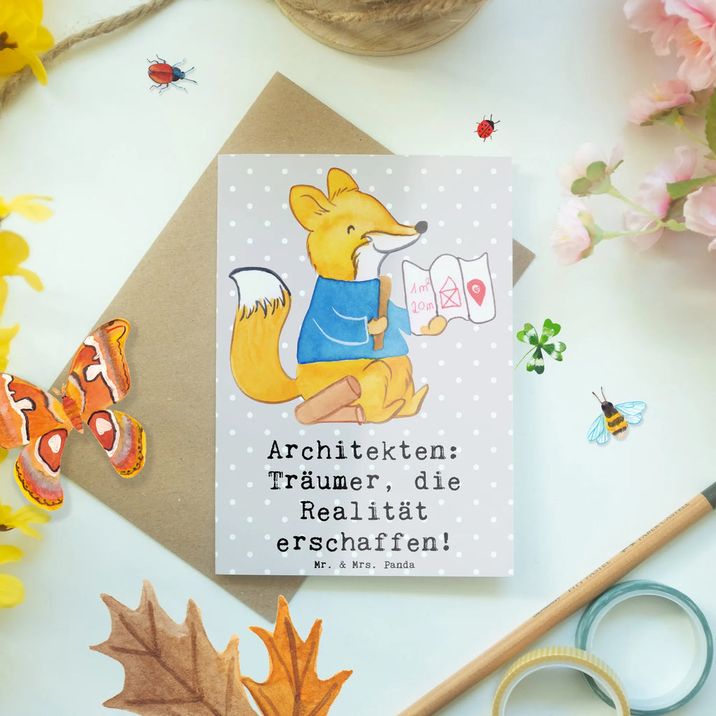 Greetings card Architekten: Träumer, die Realität erschaffen! Karte, Klappkarte, Geburtstagskarte, Ansichtskarten, Hochzeitskarte, Einladungskarte, Glückwunschkarte, Grußkarte, Beruf, Ausbildung, Jubiläum, Abschied, Rente, Kollege, Kollegin, Geschenk, Schenken, Arbeitskollege, Mitarbeiter, Firma, Danke, Dankeschön