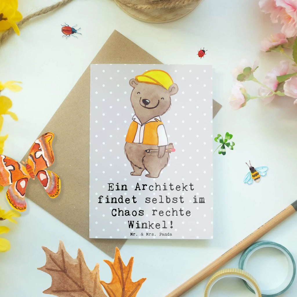 Greetings card Ein Architekt findet selbst im Chaos rechte Winkel! Karte, Ansichtskarten, Glückwunschkarte, Einladungskarte, Grußkarte, Klappkarte, Geburtstagskarte, Hochzeitskarte, Beruf, Ausbildung, Jubiläum, Abschied, Rente, Kollege, Kollegin, Geschenk, Schenken, Arbeitskollege, Mitarbeiter, Firma, Danke, Dankeschön