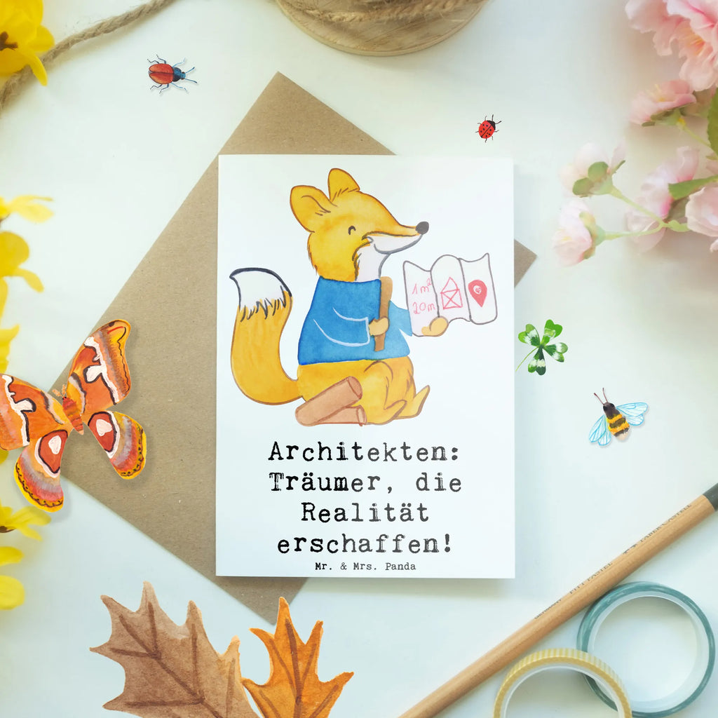Greetings card Architekten: Träumer, die Realität erschaffen! Karte, Klappkarte, Geburtstagskarte, Ansichtskarten, Hochzeitskarte, Einladungskarte, Glückwunschkarte, Grußkarte, Beruf, Ausbildung, Jubiläum, Abschied, Rente, Kollege, Kollegin, Geschenk, Schenken, Arbeitskollege, Mitarbeiter, Firma, Danke, Dankeschön