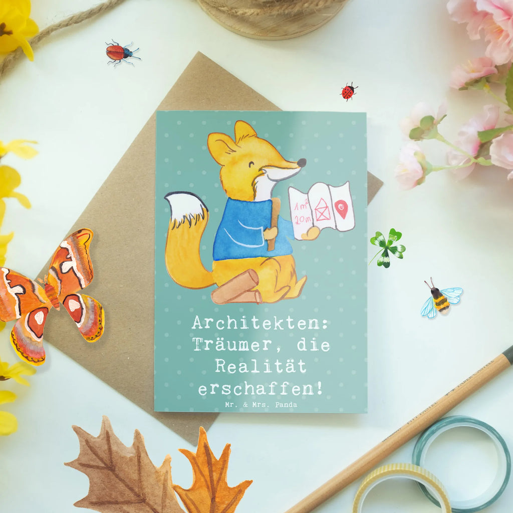 Greetings card Architekten: Träumer, die Realität erschaffen! Karte, Klappkarte, Geburtstagskarte, Ansichtskarten, Hochzeitskarte, Einladungskarte, Glückwunschkarte, Grußkarte, Beruf, Ausbildung, Jubiläum, Abschied, Rente, Kollege, Kollegin, Geschenk, Schenken, Arbeitskollege, Mitarbeiter, Firma, Danke, Dankeschön