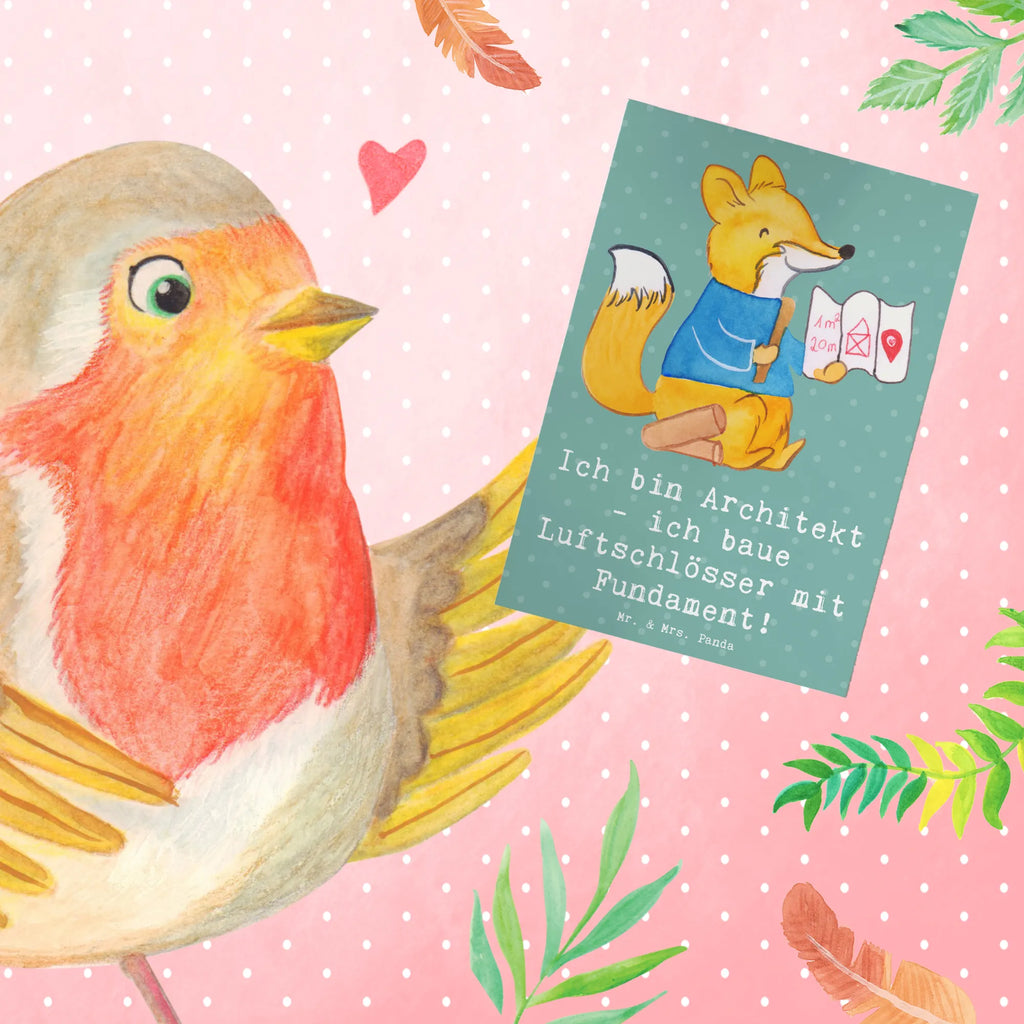 Greetings card Ich bin Architekt - ich baue Luftschlösser mit Fundament! Glückwunschkarte, Einladungskarte, Hochzeitskarte, Karte, Ansichtskarten, Geburtstagskarte, Grußkarte, Klappkarte, Beruf, Ausbildung, Jubiläum, Abschied, Rente, Kollege, Kollegin, Geschenk, Schenken, Arbeitskollege, Mitarbeiter, Firma, Danke, Dankeschön