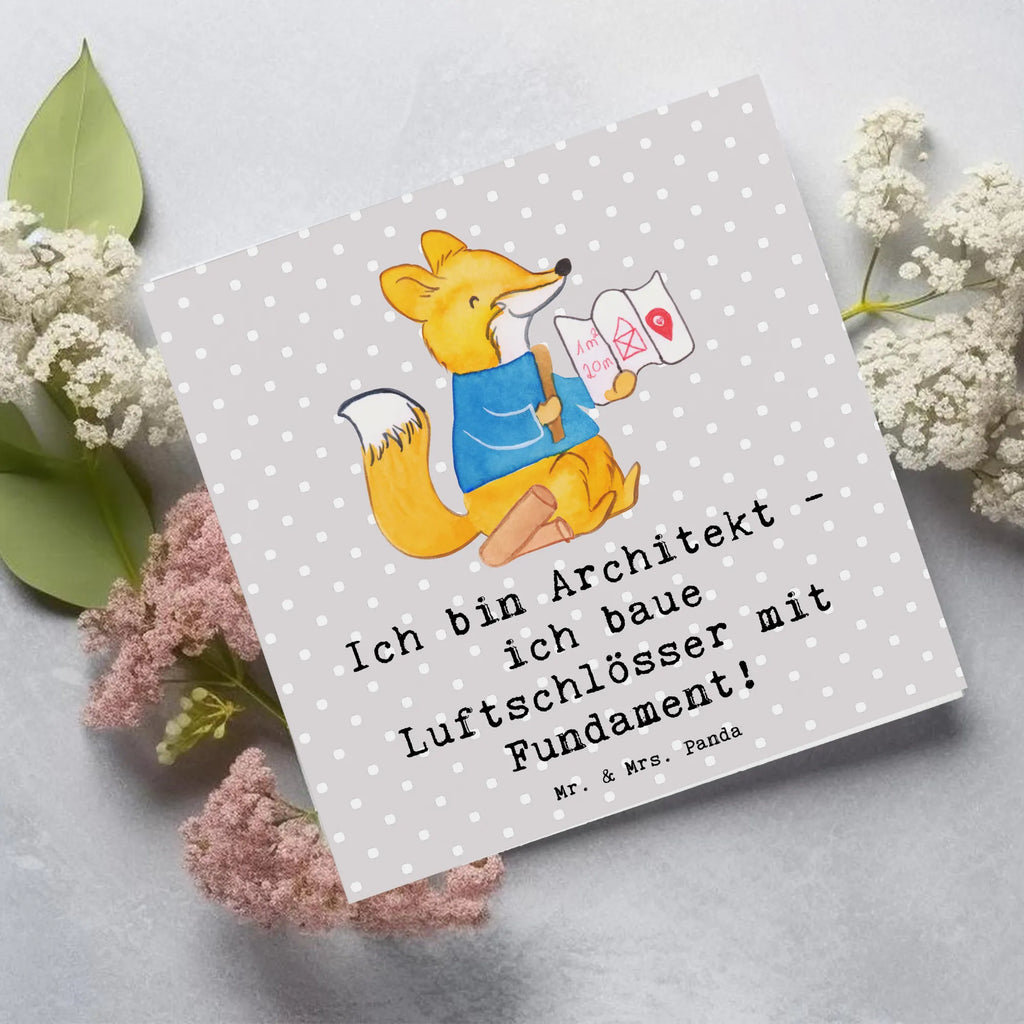 Deluxe Card Ich bin Architekt - ich baue Luftschlösser mit Fundament! Geburtstagskarte, Hochzeitskarte, Grußkarte, Einladungskarte, Hochwertige Klappkarte, Hochwertige Grußkarte, Karte, Klappkarte, Glückwunschkarte, Beruf, Ausbildung, Jubiläum, Abschied, Rente, Kollege, Kollegin, Geschenk, Schenken, Arbeitskollege, Mitarbeiter, Firma, Danke, Dankeschön