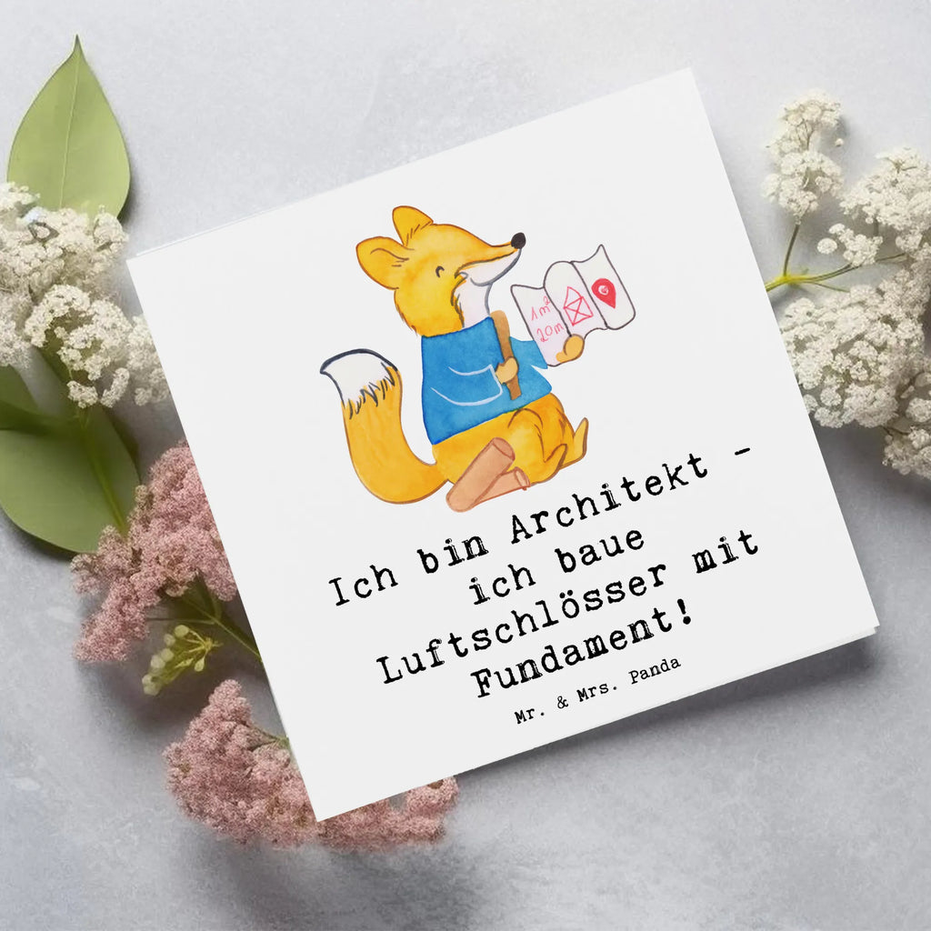 Deluxe Card Ich bin Architekt - ich baue Luftschlösser mit Fundament! Geburtstagskarte, Hochzeitskarte, Grußkarte, Einladungskarte, Hochwertige Klappkarte, Hochwertige Grußkarte, Karte, Klappkarte, Glückwunschkarte, Beruf, Ausbildung, Jubiläum, Abschied, Rente, Kollege, Kollegin, Geschenk, Schenken, Arbeitskollege, Mitarbeiter, Firma, Danke, Dankeschön
