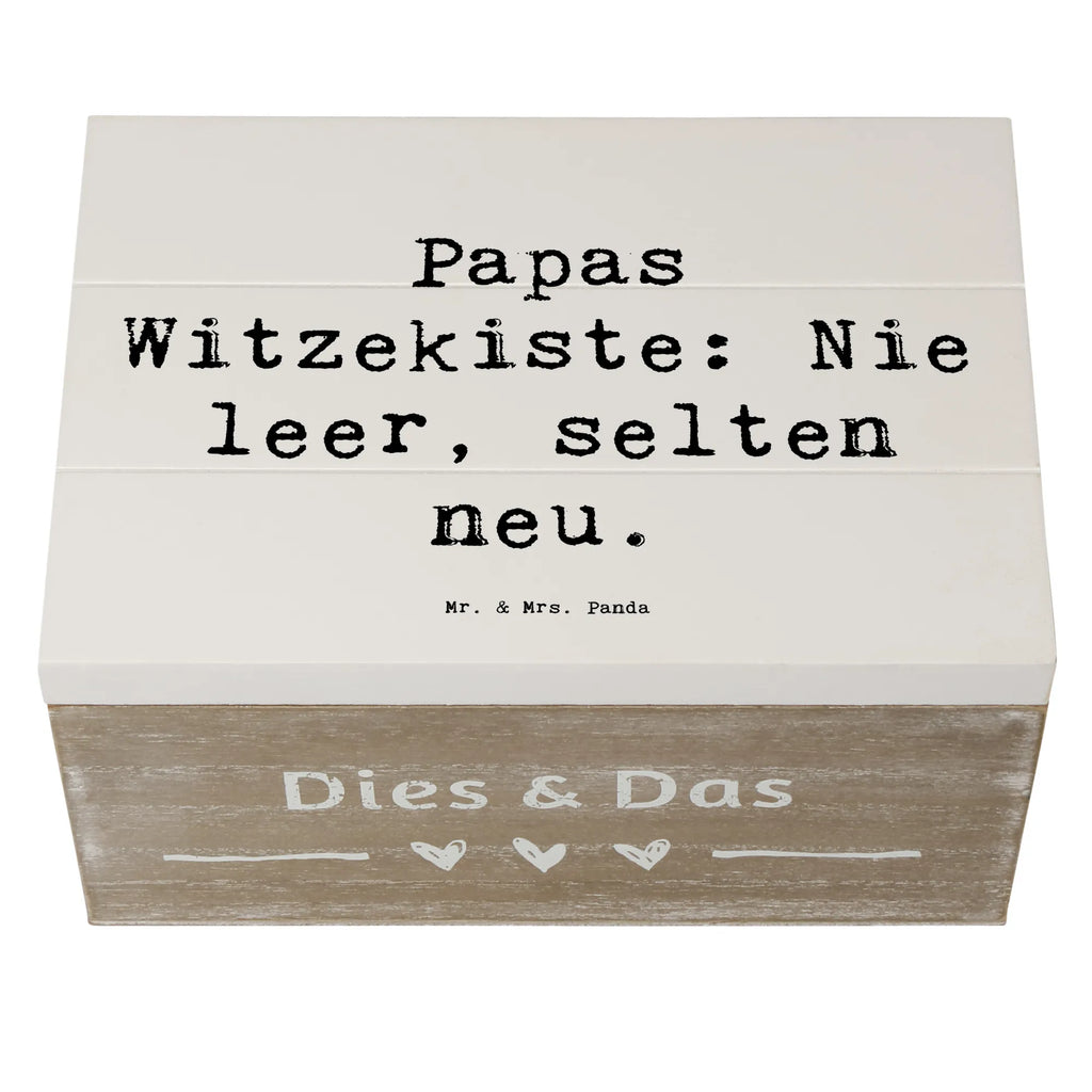 Wooden chest Saying Papas Witzekiste: Nie leer, selten neu. Truhe, Schatzkiste, Aufbewahrungsbox, XXL, Schatulle, Dekokiste, Erinnerungskiste, Erinnerungsbox, Kiste, Geschenkdose, Geschenkbox, Holzkiste, Familie, Vatertag, Muttertag, Bruder, Schwester, Mama, Papa, Oma, Opa