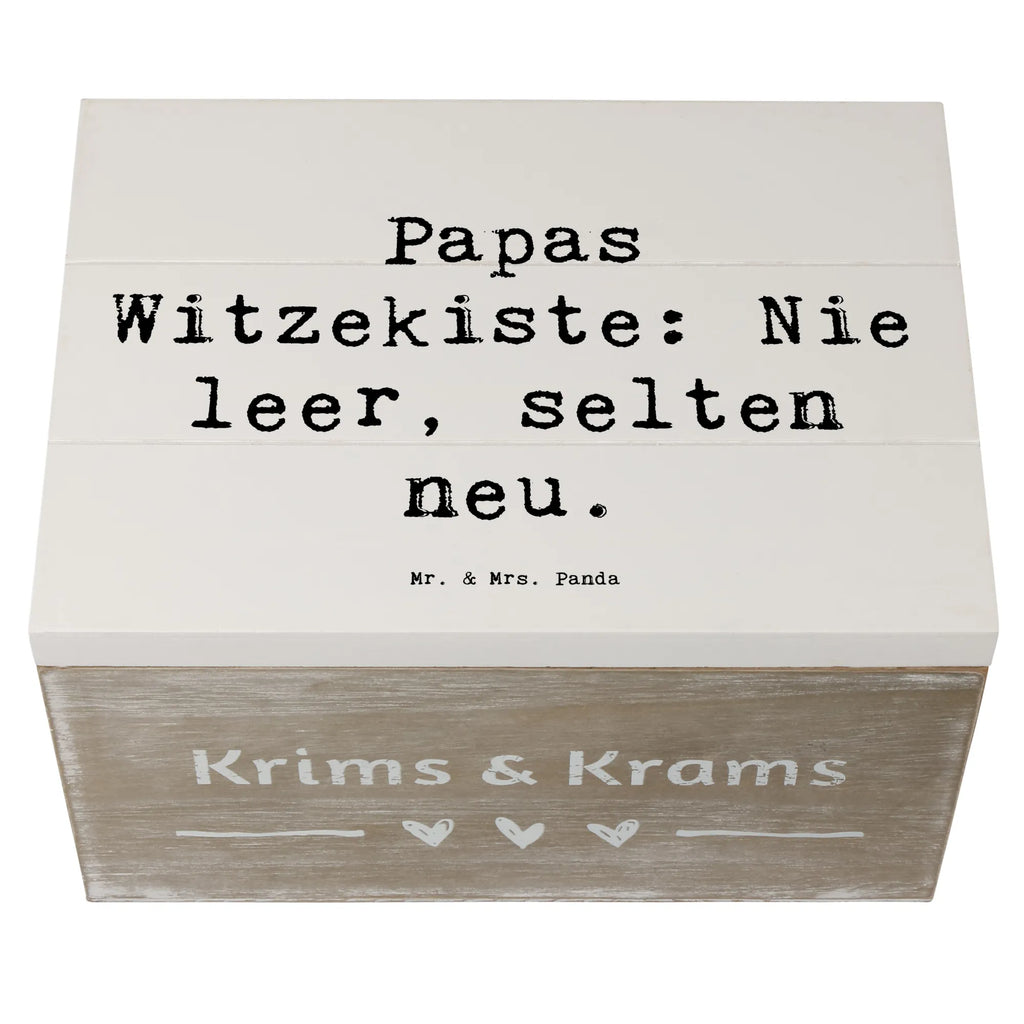 Wooden chest Saying Papas Witzekiste: Nie leer, selten neu. Truhe, Schatzkiste, Aufbewahrungsbox, XXL, Schatulle, Dekokiste, Erinnerungskiste, Erinnerungsbox, Kiste, Geschenkdose, Geschenkbox, Holzkiste, Familie, Vatertag, Muttertag, Bruder, Schwester, Mama, Papa, Oma, Opa