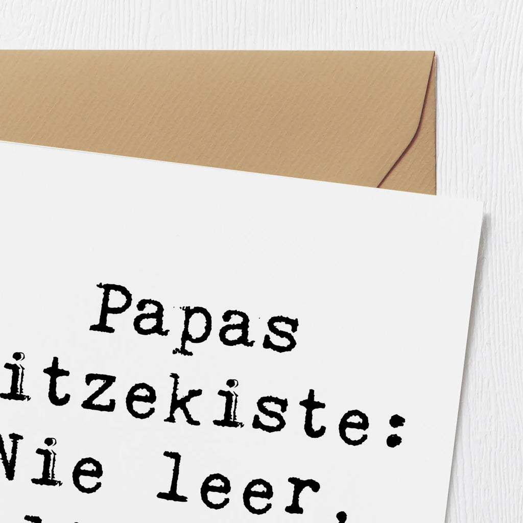 Deluxe Card Saying Papas Witzekiste: Nie leer, selten neu. Hochzeitskarte, Geburtstagskarte, Hochwertige Grußkarte, Karte, Klappkarte, Glückwunschkarte, Hochwertige Klappkarte, Grußkarte, Einladungskarte, Familie, Vatertag, Muttertag, Bruder, Schwester, Mama, Papa, Oma, Opa
