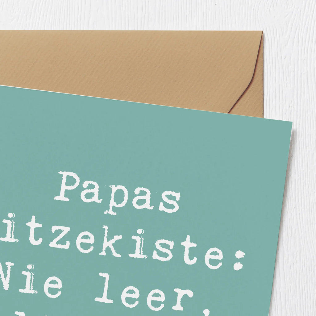 Deluxe Card Saying Papas Witzekiste: Nie leer, selten neu. Hochzeitskarte, Geburtstagskarte, Hochwertige Grußkarte, Karte, Klappkarte, Glückwunschkarte, Hochwertige Klappkarte, Grußkarte, Einladungskarte, Familie, Vatertag, Muttertag, Bruder, Schwester, Mama, Papa, Oma, Opa