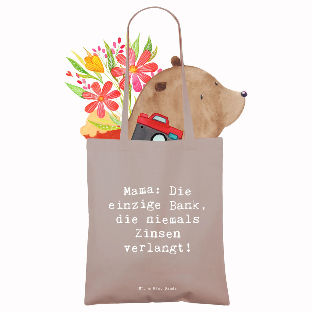 Tote bag Saying Mama: Die einzige Bank, die niemals Zinsen verlangt! Beuteltasche, Beutel, Einkaufstasche, Jutebeutel, Stoffbeutel, Tasche, Shopper, Umhängetasche, Strandtasche, Schultertasche, Stofftasche, Tragetasche, Badetasche, Jutetasche, Einkaufstüte, Laptoptasche, Familie, Vatertag, Muttertag, Bruder, Schwester, Mama, Papa, Oma, Opa