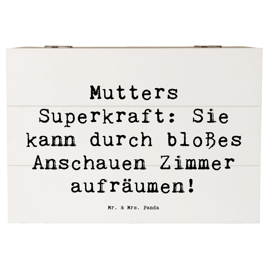 Wooden chest Saying Mutters Superkraft: Sie kann durch bloßes Anschauen Zimmer aufräumen! Schatulle, Schatzkiste, Holzkiste, Dekokiste, Aufbewahrungsbox, Kiste, Erinnerungsbox, Truhe, Geschenkdose, XXL, Erinnerungskiste, Geschenkbox, Familie, Vatertag, Muttertag, Bruder, Schwester, Mama, Papa, Oma, Opa