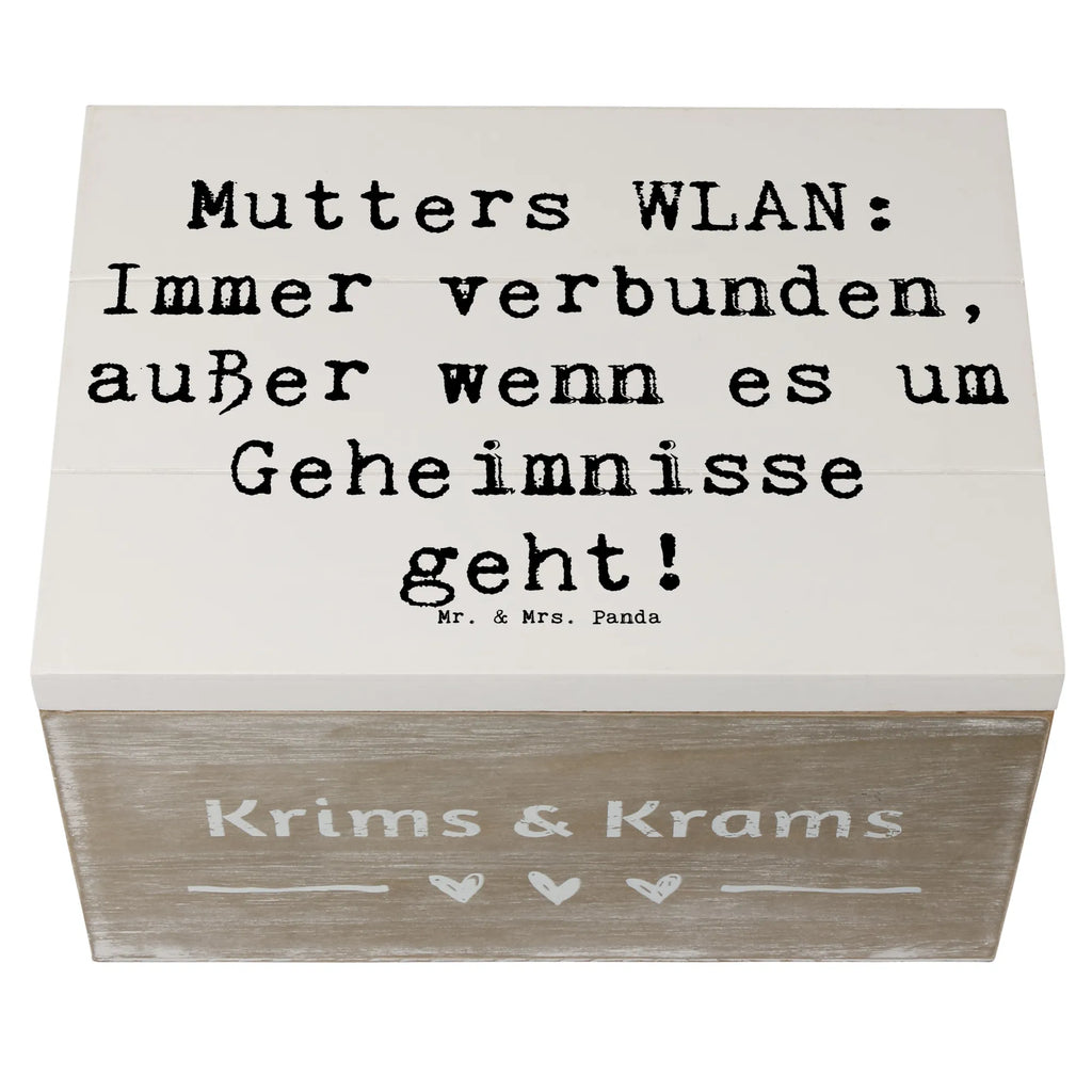 Holzkiste Spruch Mutters WLAN Erinnerungsbox, Aufbewahrungsbox, Kiste, Dekokiste, Geschenkdose, Truhe, XXL, Erinnerungskiste, Geschenkbox, Schatzkiste, Holzkiste, Schatulle, Familie, Vatertag, Muttertag, Bruder, Schwester, Mama, Papa, Oma, Opa