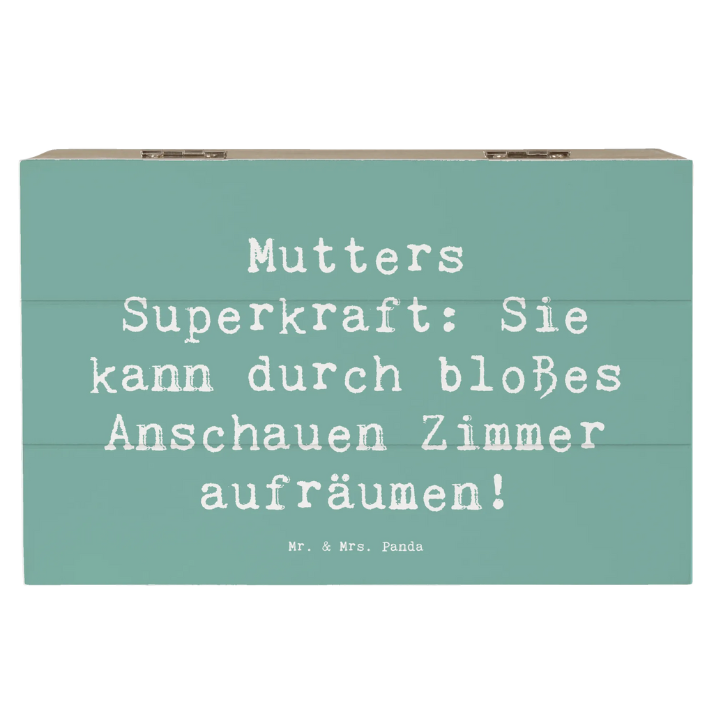 Wooden chest Saying Mutters Superkraft: Sie kann durch bloßes Anschauen Zimmer aufräumen! Schatulle, Schatzkiste, Holzkiste, Dekokiste, Aufbewahrungsbox, Kiste, Erinnerungsbox, Truhe, Geschenkdose, XXL, Erinnerungskiste, Geschenkbox, Familie, Vatertag, Muttertag, Bruder, Schwester, Mama, Papa, Oma, Opa